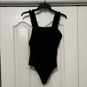 Black Ruffle Sleeve Bodysuit